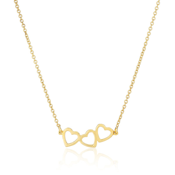 アクセサリー Chloe Triple Heart Double Gold Necklace LOVE COUNT® TRIPLE HEART NECKLACE – SARAH CHLOE
