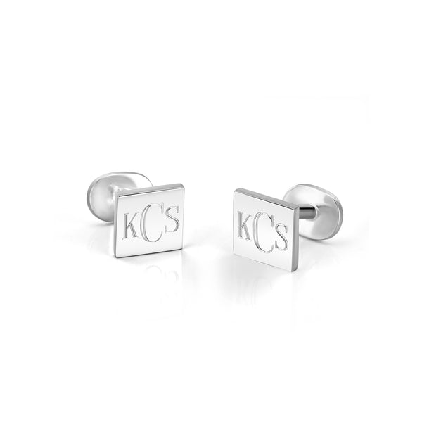 Custom Monogram Cufflinks - Script Letter Silver