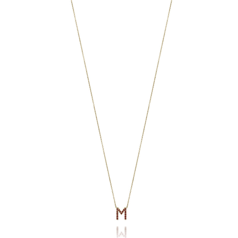 AMELIA RUBY INITIAL NECKLACE