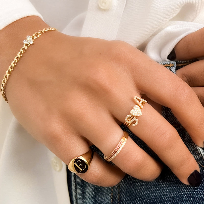 RILEY DIAMOND HEART CURB CHAIN BRACELET