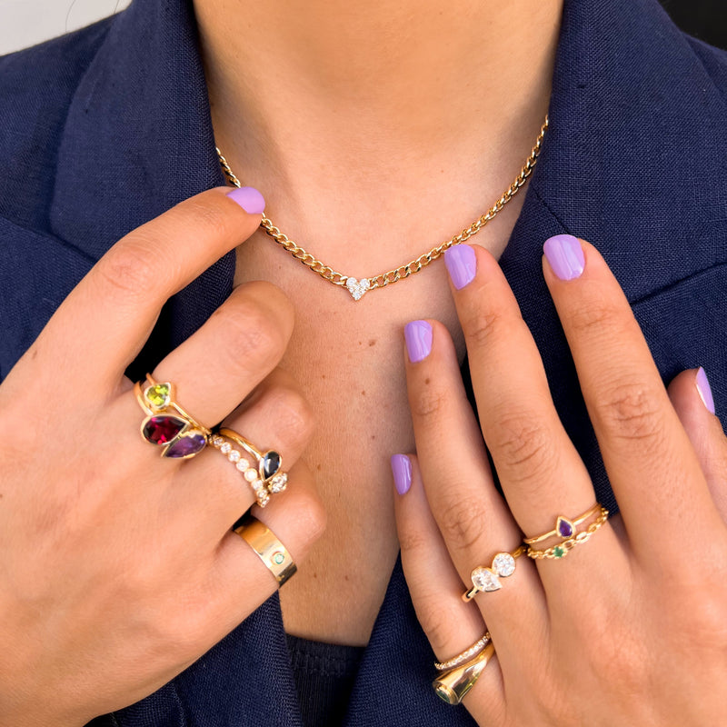 RILEY DIAMOND HEART CURB CHAIN NECKLACE