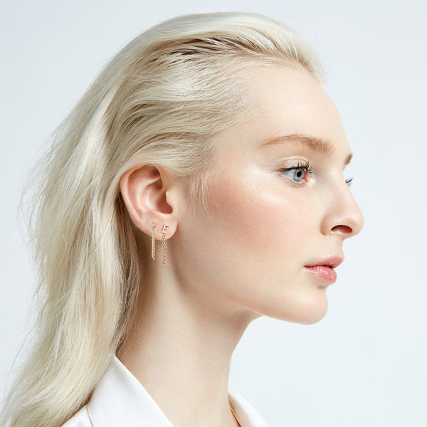 MIRYAM DIAMOND INITIAL CHAIN EARRING SINGLE – SARAH CHLOE