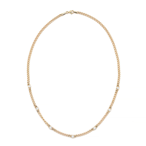 RILEY DIAMOND 7-STONE CURB CHAIN NECKLACE