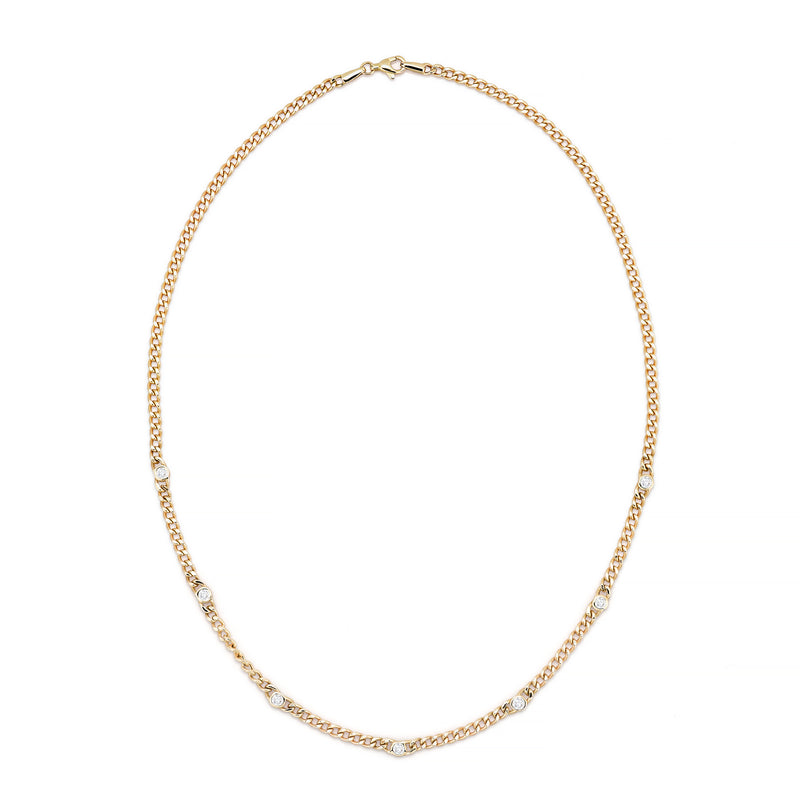 RILEY DIAMOND 7-STONE CURB CHAIN NECKLACE