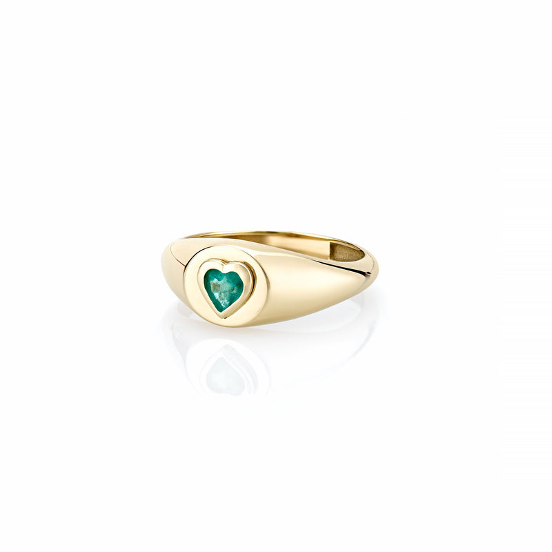 LANA MINI RAISED EMERALD PINKY SIGNET RING