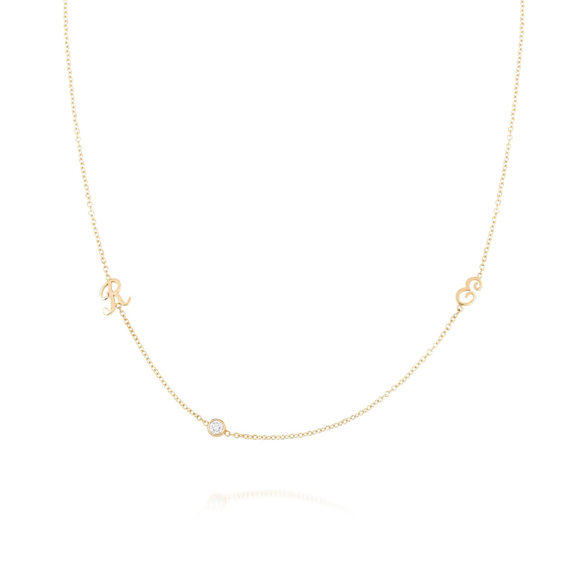 DASHA ASYMMETRIC SCRIPT CUSTOM NECKLACE