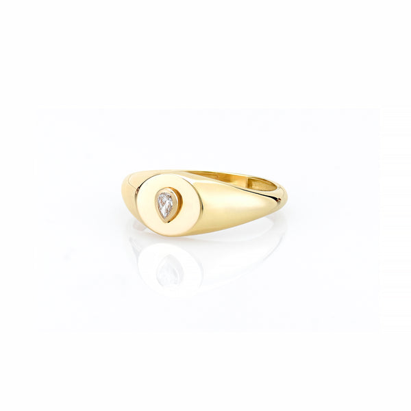 LANA MINI RAISED DIAMOND PINKY SIGNET RING