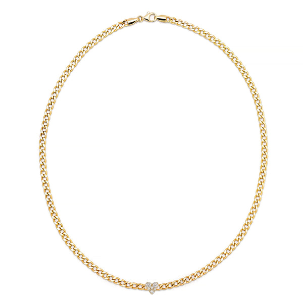 RILEY DIAMOND HEART CURB CHAIN NECKLACE