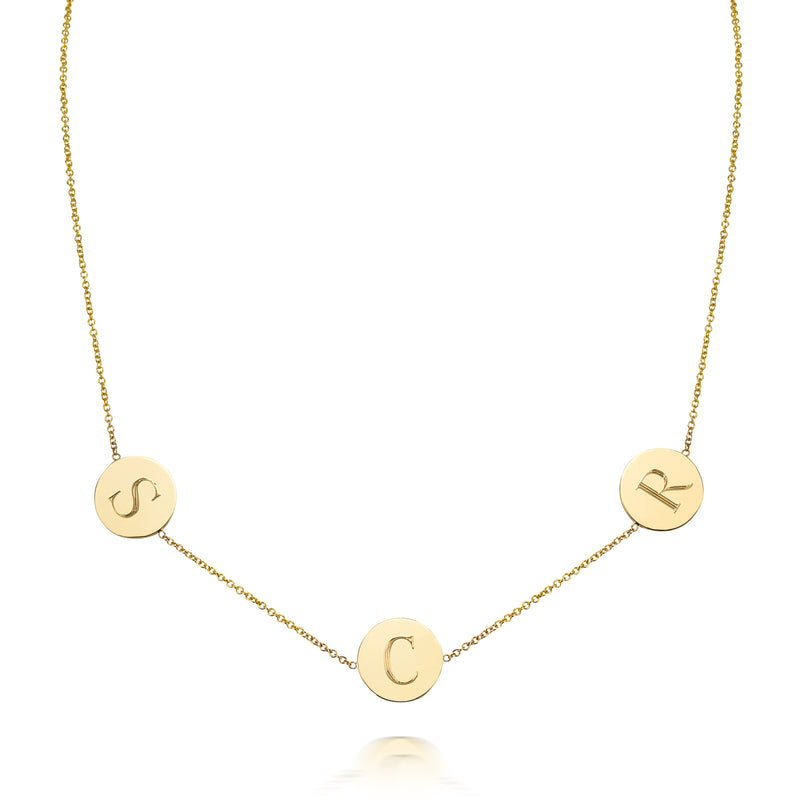 Sarah Chloe Cara Monogrammed Circle Chain Bracelet