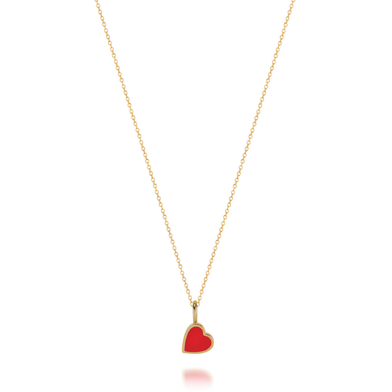 Poppy Enamel Heart Pendant Necklace – love,