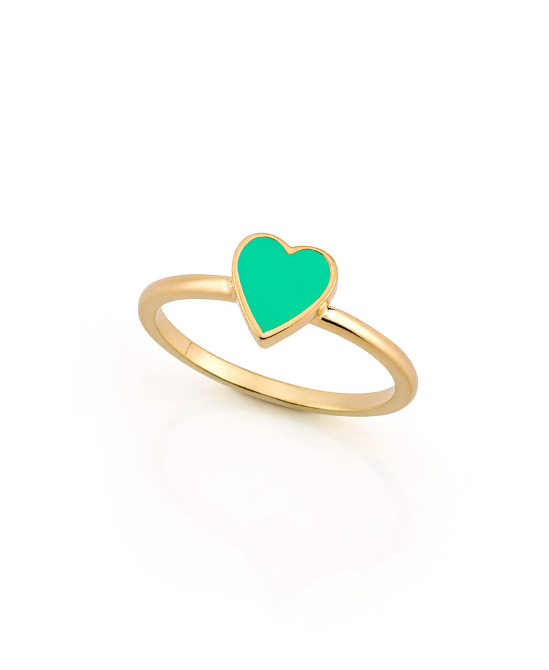 LOVE COUNT ® ENAMEL STACKABLE HEART RING-GREEN