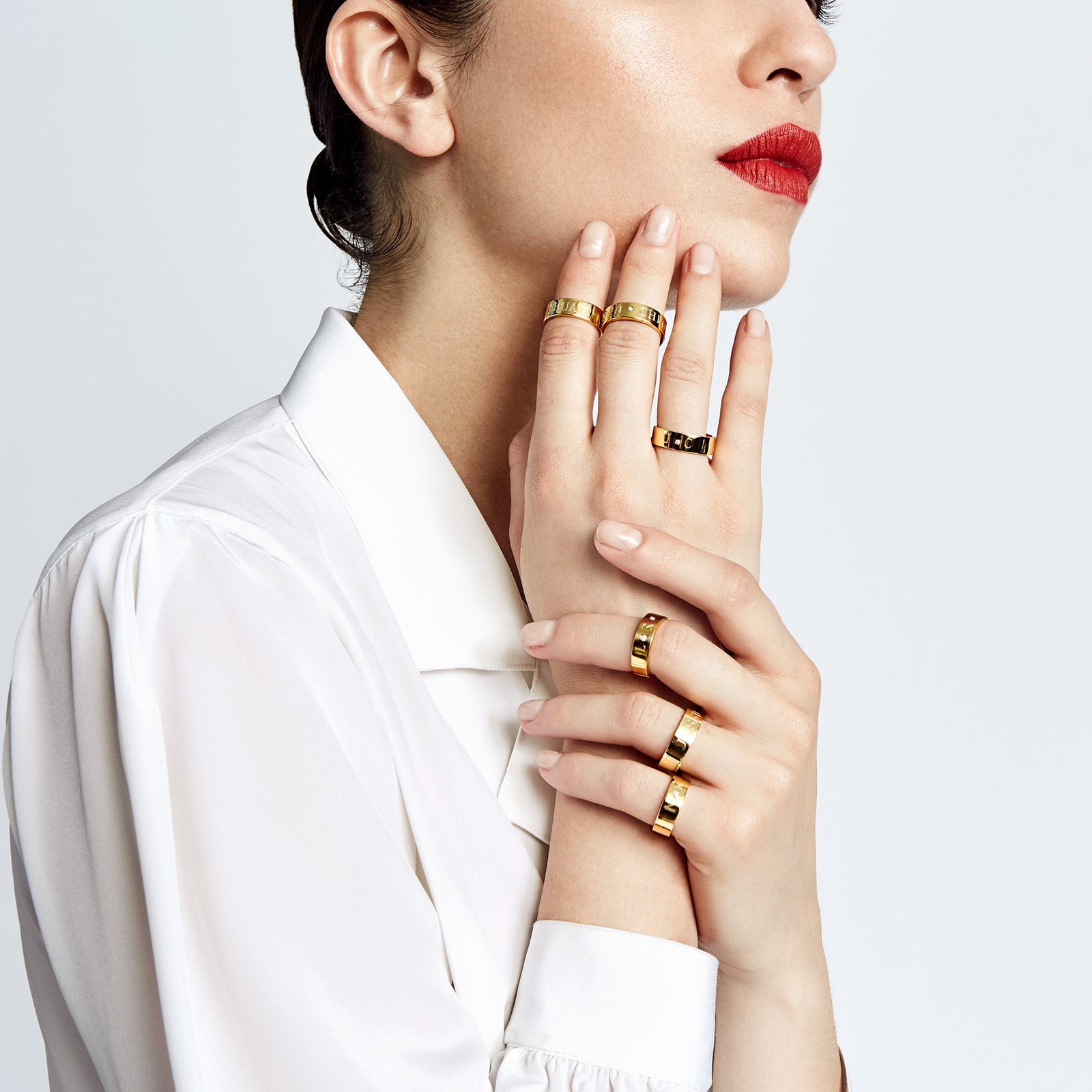 CIELA PAVE DIAMOND INITIAL RING BAND SARAH CHLOE
