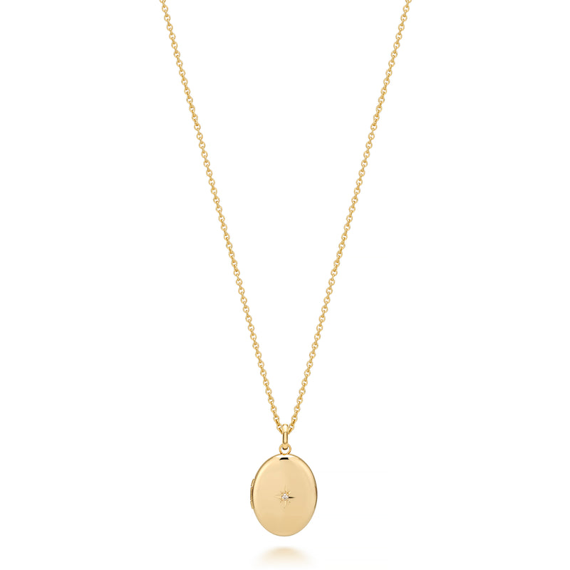 Mini Oval Locket Necklace Gold Filled / 16-18