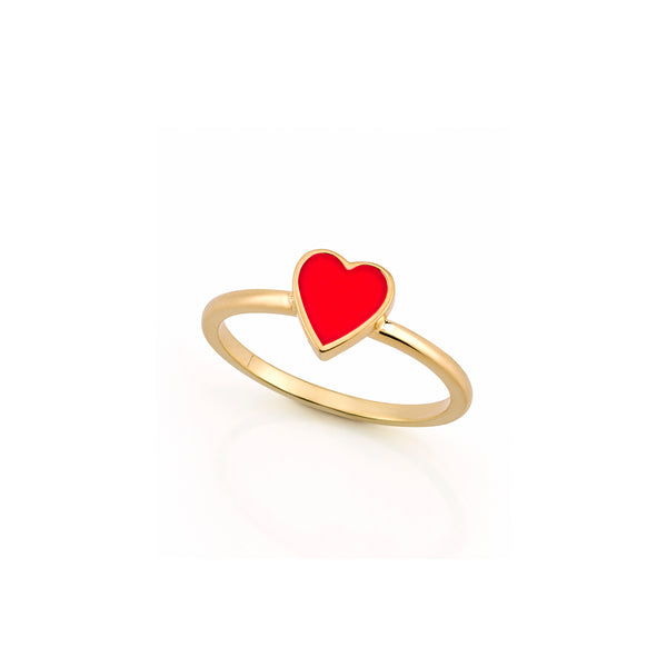 LOVE COUNT ® ENAMEL STACKABLE HEART RING- RED