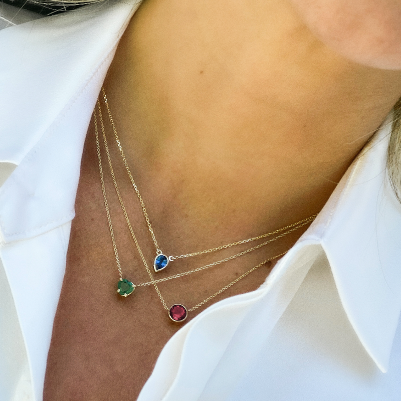 Bezel birthstone necklace discount