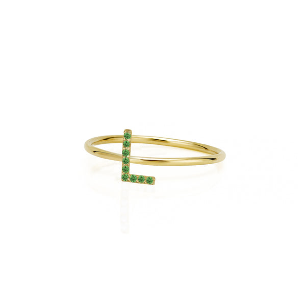 AMELIA STACKABLE EMERALD INITIAL RING