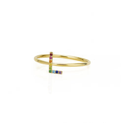 AMELIA STACKABLE RAINBOW INITIAL RING