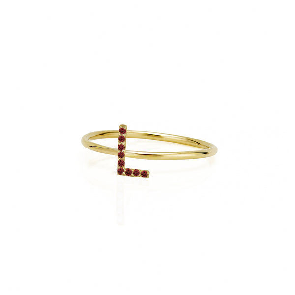 AMELIA STACKABLE RUBY INITIAL RING
