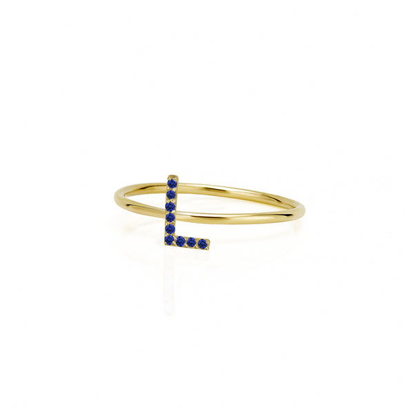 AMELIA STACKABLE SAPPHIRE INITIAL RING