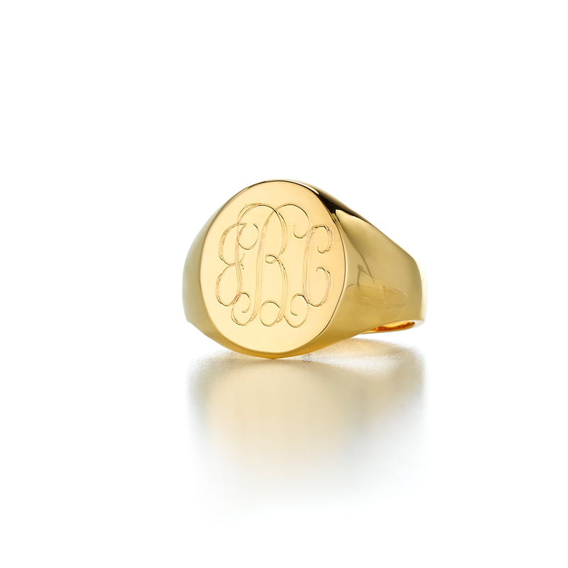 Monogram Ring, Personalized - Initial Name Ring Oval - Silver and Gold