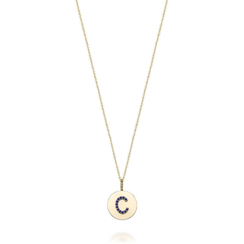 KARI INITIAL RUBY MEDALLION NECKLACE