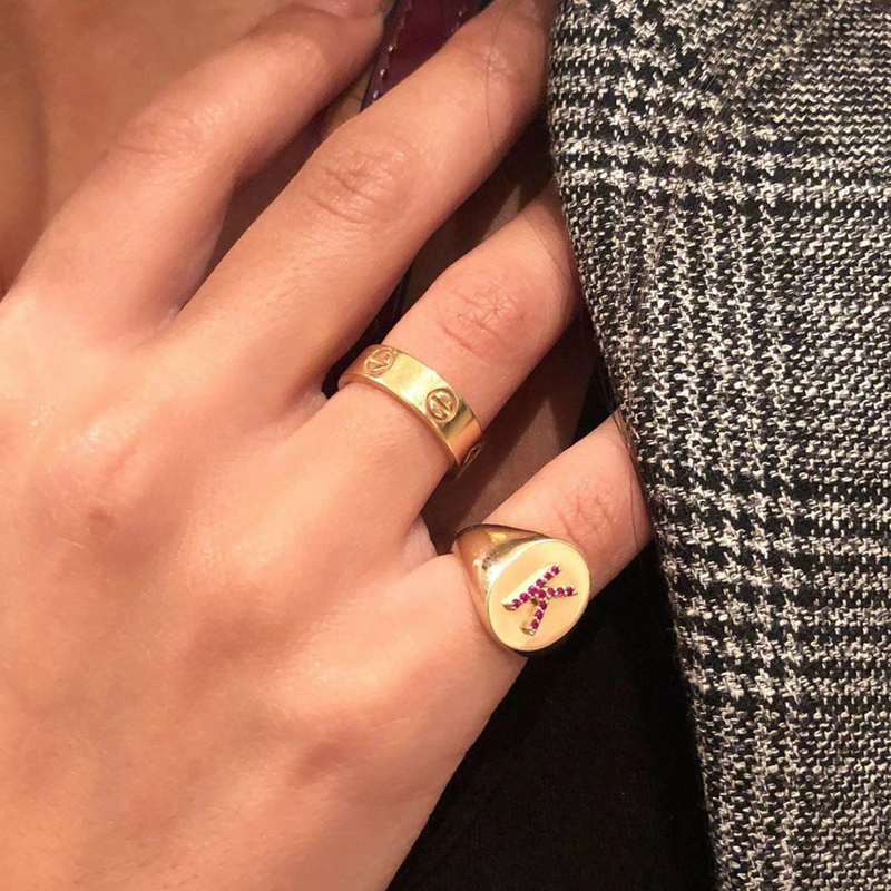 Sarah Chloe Monogrammed Classic Oval Signet Ring